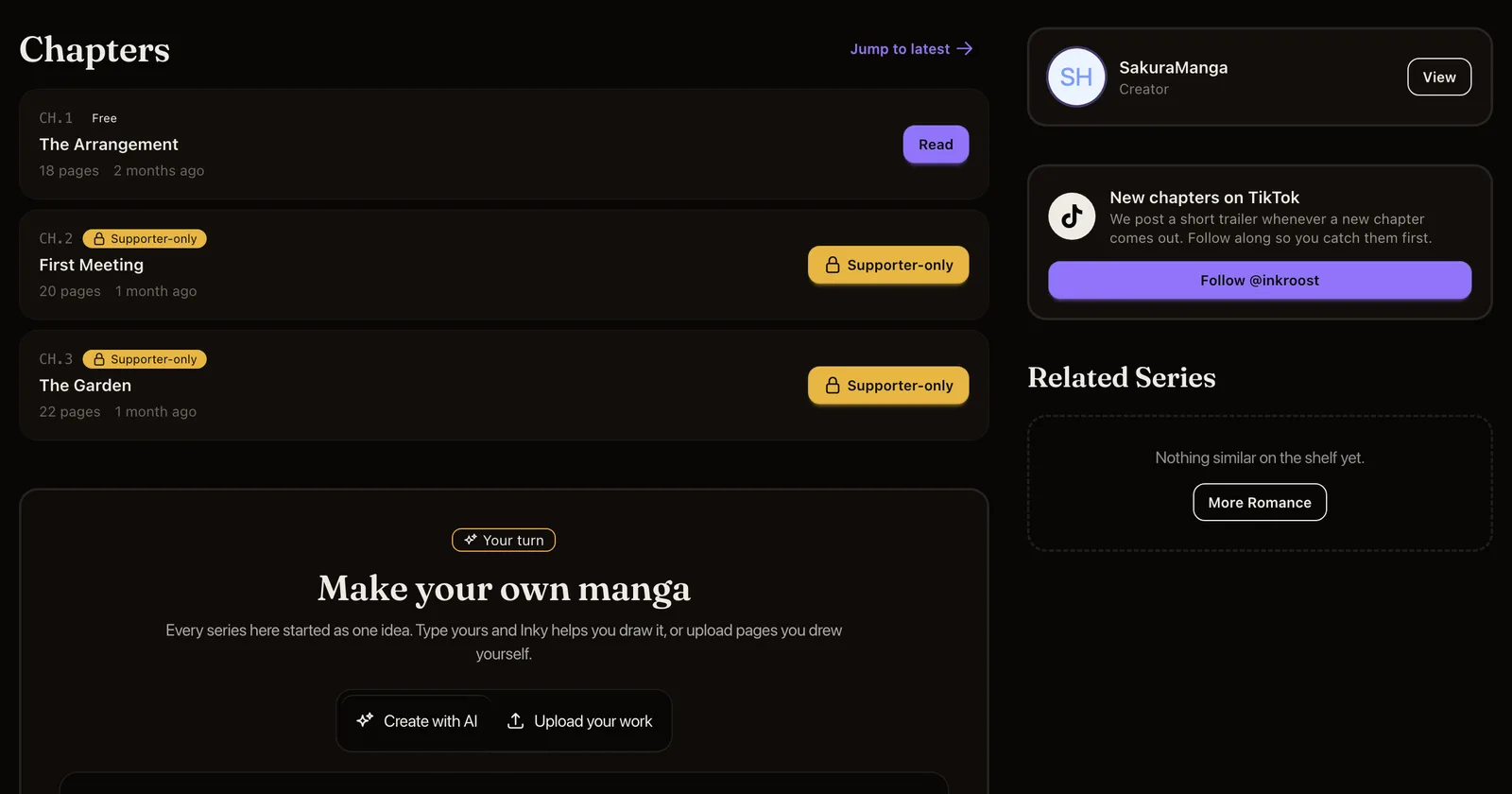 Uma capa feita a partir da sua primeira página, e novos capítulos no TikTok